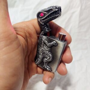 T-Rex Dinosaur Refillable Pocket Cool Lighter - Metallic Silver